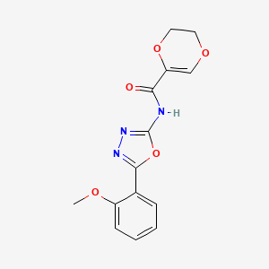 molecular formula C14H13N3O5 B2527414 N-(5-(2-methoxyphenyl)-1,3,4-oxadiazol-2-yl)-5,6-dihydro-1,4-dioxine-2-carboxamide CAS No. 865286-17-5