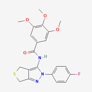 molecular formula C21H20FN3O4S B2527420 N-(2-(4-fluorophenyl)-4,6-dihydro-2H-thieno[3,4-c]pyrazol-3-yl)-3,4,5-trimethoxybenzamide CAS No. 450343-23-4