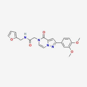 molecular formula C21H20N4O5 B2527427 2-(2-(3,4-dimethoxyphenyl)-4-oxopyrazolo[1,5-a]pyrazin-5(4H)-yl)-N-(furan-2-ylmethyl)acetamide CAS No. 941982-12-3