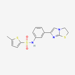molecular formula C16H15N3O2S3 B2527430 N-(3-(2,3-dihydroimidazo[2,1-b]thiazol-6-yl)phenyl)-5-methylthiophene-2-sulfonamide CAS No. 893970-78-0