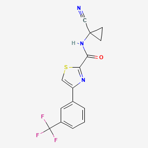 molecular formula C15H10F3N3OS B2527449 N-(1-Cyanocyclopropyl)-4-[3-(trifluoromethyl)phenyl]-1,3-thiazole-2-carboxamide CAS No. 2249126-68-7