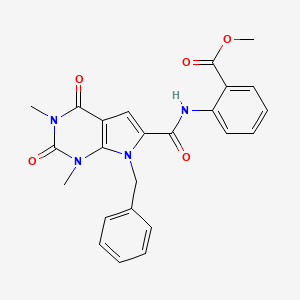 molecular formula C24H22N4O5 B2527458 methyl 2-(7-benzyl-1,3-dimethyl-2,4-dioxo-2,3,4,7-tetrahydro-1H-pyrrolo[2,3-d]pyrimidine-6-carboxamido)benzoate CAS No. 1021258-66-1