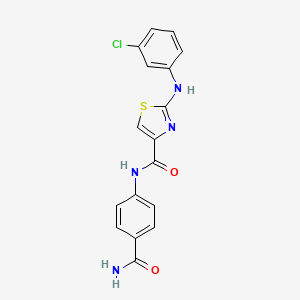 N-(4-carbamoylphenyl)-2-((3-chlorophenyl)amino)thiazole-4-carboxamide