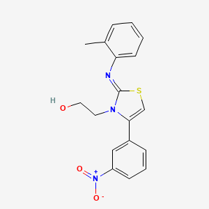 molecular formula C18H17N3O3S B2527463 （Z）-2-(4-(3-硝基苯基)-2-(邻甲苯亚氨基)噻唑-3(2H)-基)乙醇 CAS No. 905764-18-3