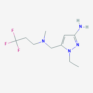 molecular formula C10H17F3N4 B2527464 1-ethyl-5-{[methyl(3,3,3-trifluoropropyl)amino]methyl}-1H-pyrazol-3-amine CAS No. 1856081-21-4