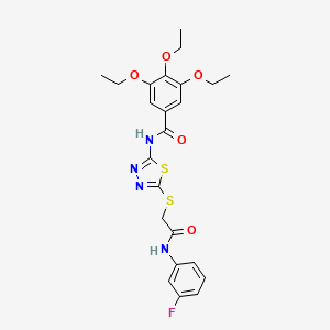 3,4,5-triethoxy-N-(5-((2-((3-fluorophenyl)amino)-2-oxoethyl)thio)-1,3,4-thiadiazol-2-yl)benzamide