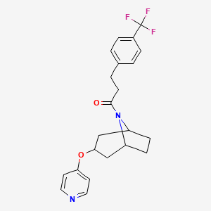 molecular formula C22H23F3N2O2 B2527474 1-((1R,5S)-3-(pyridin-4-yloxy)-8-azabicyclo[3.2.1]octan-8-yl)-3-(4-(trifluoromethyl)phenyl)propan-1-one CAS No. 2109252-91-5