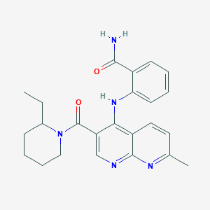 2-((3-(2-Ethylpiperidine-1-carbonyl)-7-methyl-1,8-naphthyridin-4-yl)amino)benzamide