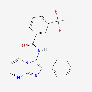 molecular formula C21H15F3N4O B2527507 N-[2-(4-methylphenyl)imidazo[1,2-a]pyrimidin-3-yl]-3-(trifluoromethyl)benzamide CAS No. 863587-90-0