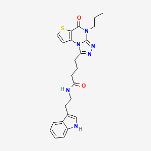 molecular formula C24H26N6O2S B2527509 N-(2-(1H-indol-3-yl)ethyl)-4-(5-oxo-4-propyl-4,5-dihydrothieno[2,3-e][1,2,4]triazolo[4,3-a]pyrimidin-1-yl)butanamide CAS No. 892769-56-1