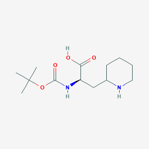 molecular formula C13H24N2O4 B2527523 (2R)-2-[(2-Methylpropan-2-yl)oxycarbonylamino]-3-piperidin-2-ylpropanoic acid CAS No. 2413864-24-9