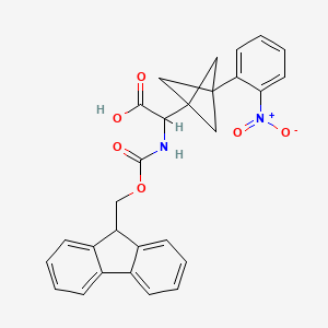 molecular formula C28H24N2O6 B2527537 2-(9H-Fluoren-9-ylmethoxycarbonylamino)-2-[3-(2-nitrophenyl)-1-bicyclo[1.1.1]pentanyl]acetic acid CAS No. 2287266-34-4