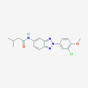 molecular formula C18H19ClN4O2 B252754 N-[2-(3-chloro-4-methoxyphenyl)-2H-benzotriazol-5-yl]-3-methylbutanamide 