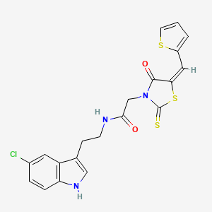molecular formula C20H16ClN3O2S3 B2527540 N-[2-(5-氯-1H-吲哚-3-基)乙基]-2-[(5E)-4-氧代-5-(噻吩-2-基亚甲基)-2-硫代-1,3-噻唑烷-3-基]乙酰胺 CAS No. 900136-46-1