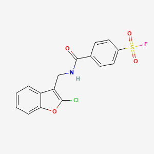 molecular formula C16H11ClFNO4S B2527558 4-[(2-Chloro-1-benzofuran-3-yl)methylcarbamoyl]benzenesulfonyl fluoride CAS No. 2249220-19-5