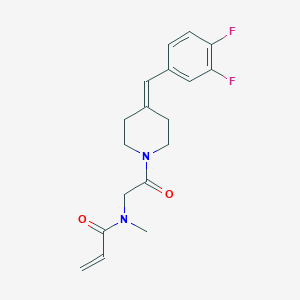molecular formula C18H20F2N2O2 B2527566 N-[2-[4-[(3,4-Difluorophenyl)methylidene]piperidin-1-yl]-2-oxoethyl]-N-methylprop-2-enamide CAS No. 2197130-02-0