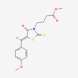 molecular formula C16H17NO4S2 B2527568 (Z)-methyl 4-(5-(4-methoxybenzylidene)-4-oxo-2-thioxothiazolidin-3-yl)butanoate CAS No. 614736-77-5