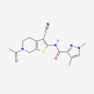 molecular formula C16H17N5O2S B2527570 N-(6-acetyl-3-cyano-4,5,6,7-tetrahydrothieno[2,3-c]pyridin-2-yl)-1,4-dimethyl-1H-pyrazole-3-carboxamide CAS No. 1207059-88-8