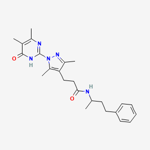 3-(1-(4,5-dimethyl-6-oxo-1,6-dihydropyrimidin-2-yl)-3,5-dimethyl-1H-pyrazol-4-yl)-N-(4-phenylbutan-2-yl)propanamide