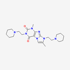molecular formula C23H35N7O2 B2527582 4,7-Dimethyl-2,6-bis(2-piperidin-1-ylethyl)purino[7,8-a]imidazole-1,3-dione CAS No. 878736-67-5