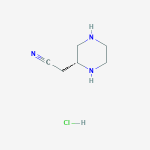 molecular formula C6H12ClN3 B2527585 (R)-2-(Piperazin-2-yl)acetonitrile hydrochloride CAS No. 2306253-88-1