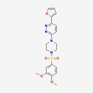 molecular formula C20H22N4O5S B2527591 3-(4-((3,4-二甲氧基苯基)磺酰基)哌嗪-1-基)-6-(呋喃-2-基)哒嗪 CAS No. 1021099-71-7