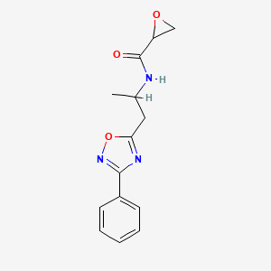 molecular formula C14H15N3O3 B2527601 N-[1-(3-Phenyl-1,2,4-oxadiazol-5-yl)propan-2-yl]oxirane-2-carboxamide CAS No. 2411254-82-3