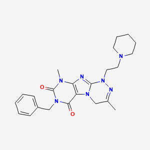 molecular formula C23H29N7O2 B2527604 7-benzyl-3,9-dimethyl-1-[2-(piperidin-1-yl)ethyl]-1,4-dihydro[1,2,4]triazino[3,4-f]purine-6,8(7H,9H)-dione CAS No. 923406-71-7