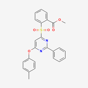 Methyl 2-{[6-(4-methylphenoxy)-2-phenyl-4-pyrimidinyl]sulfonyl}benzenecarboxylate