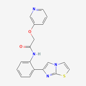 molecular formula C18H14N4O2S B2527616 N-(2-(imidazo[2,1-b]thiazol-6-yl)phenyl)-2-(pyridin-3-yloxy)acetamide CAS No. 1705348-79-3