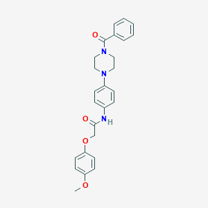 molecular formula C26H27N3O4 B252762 N-[4-(4-benzoylpiperazin-1-yl)phenyl]-2-(4-methoxyphenoxy)acetamide 