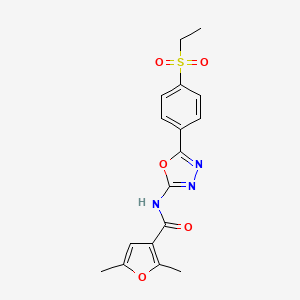 molecular formula C17H17N3O5S B2527620 N-(5-(4-(ethylsulfonyl)phenyl)-1,3,4-oxadiazol-2-yl)-2,5-dimethylfuran-3-carboxamide CAS No. 1171906-11-8