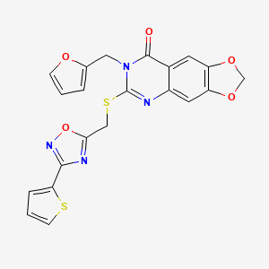 7-[(furan-2-yl)methyl]-6-({[3-(thiophen-2-yl)-1,2,4-oxadiazol-5-yl]methyl}sulfanyl)-2H,7H,8H-[1,3]dioxolo[4,5-g]quinazolin-8-one