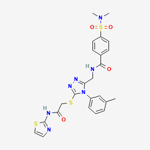 molecular formula C24H25N7O4S3 B2527629 4-(N,N-dimethylsulfamoyl)-N-((5-((2-oxo-2-(thiazol-2-ylamino)ethyl)thio)-4-(m-tolyl)-4H-1,2,4-triazol-3-yl)methyl)benzamide CAS No. 310449-11-7