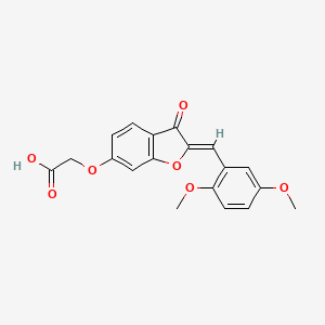 molecular formula C19H16O7 B2527634 (Z)-2-((2-(2,5-dimethoxybenzylidene)-3-oxo-2,3-dihydrobenzofuran-6-yl)oxy)acetic acid CAS No. 859664-25-8