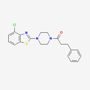 molecular formula C20H20ClN3OS B2527650 1-[4-(4-Chloro-1,3-benzothiazol-2-yl)piperazin-1-yl]-3-phenylpropan-1-one CAS No. 897479-85-5