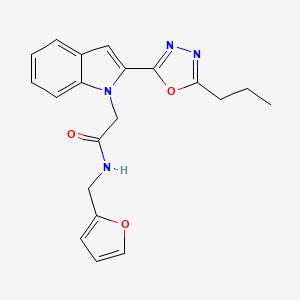 molecular formula C20H20N4O3 B2527656 N-(furan-2-ylmethyl)-2-(2-(5-propyl-1,3,4-oxadiazol-2-yl)-1H-indol-1-yl)acetamide CAS No. 955545-35-4