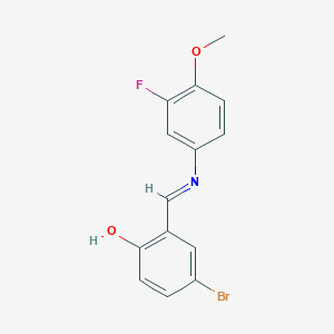 molecular formula C14H11BrFNO2 B2527662 4-bromo-2-{(E)-[(3-fluoro-4-methoxyphenyl)imino]methyl}phenol CAS No. 1232823-57-2