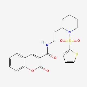 2-oxo-N-(2-(1-(thiophen-2-ylsulfonyl)piperidin-2-yl)ethyl)-2H-chromene-3-carboxamide