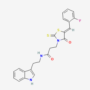 molecular formula C23H20FN3O2S2 B2527670 (Z)-N-(2-(1H-吲哚-3-基)乙基)-3-(5-(2-氟苄叉基)-4-氧代-2-硫代噻唑烷-3-基)丙酰胺 CAS No. 900135-51-5