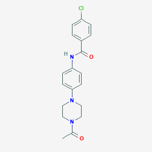 molecular formula C19H20ClN3O2 B252768 N-[4-(4-acetylpiperazin-1-yl)phenyl]-4-chlorobenzamide 