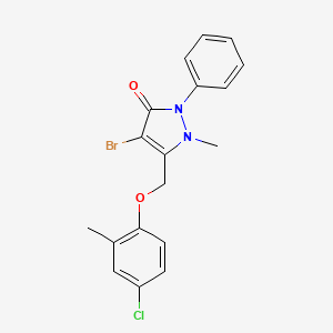 molecular formula C18H16BrClN2O2 B2527696 4-Bromo-3-((4-chloro-2-methylphenoxy)methyl)-2-methyl-1-phenyl-3-pyrazolin-5-one CAS No. 1020252-11-2