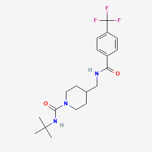 molecular formula C19H26F3N3O2 B2527708 N-(叔丁基)-4-((4-(三氟甲基)苯甲酰胺)甲基)哌啶-1-甲酰胺 CAS No. 1235665-60-7