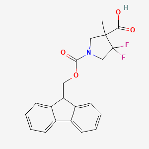 molecular formula C21H19F2NO4 B2527711 1-(9H-芴-9-基甲氧羰基)-4,4-二氟-3-甲基吡咯烷-3-羧酸 CAS No. 2580244-20-6
