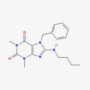 molecular formula C18H23N5O2 B2527713 7-Benzyl-8-(butylamino)-1,3-dimethylpurine-2,6-dione CAS No. 378209-86-0
