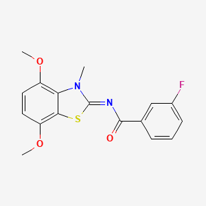 molecular formula C17H15FN2O3S B2527718 N-(4,7-dimethoxy-3-methyl-1,3-benzothiazol-2-ylidene)-3-fluorobenzamide CAS No. 1322234-32-1