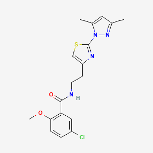 molecular formula C18H19ClN4O2S B2527724 5-chloro-N-(2-(2-(3,5-dimethyl-1H-pyrazol-1-yl)thiazol-4-yl)ethyl)-2-methoxybenzamide CAS No. 1421499-14-0