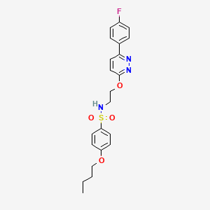 molecular formula C22H24FN3O4S B2527732 4-丁氧基-N-(2-((6-(4-氟苯基)嘧啶-3-基)氧基)乙基)苯磺酰胺 CAS No. 920402-39-7