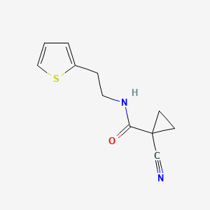 molecular formula C11H12N2OS B2527745 1-cyano-N-(2-(thiophen-2-yl)ethyl)cyclopropanecarboxamide CAS No. 1226440-42-1