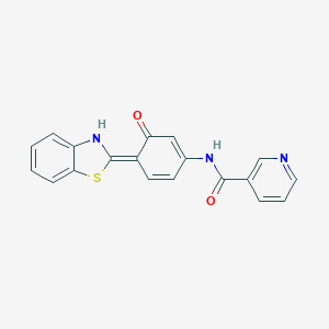 molecular formula C19H13N3O2S B252775 N-[(4E)-4-(3H-1,3-benzothiazol-2-ylidene)-3-oxocyclohexa-1,5-dien-1-yl]pyridine-3-carboxamide 